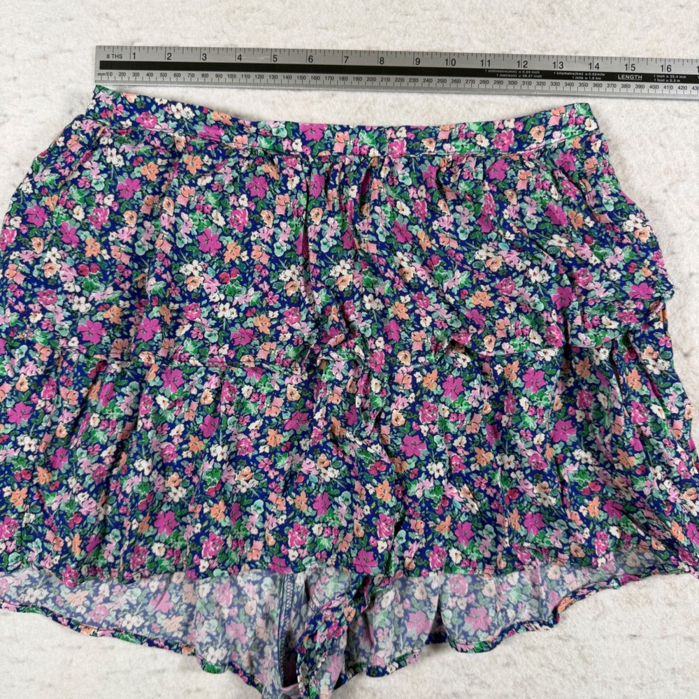Zara Floral Ruffle Skort Womens Medium Multicolor Ditsy Print Tiered Mini Shorts - Picture 5 of 8